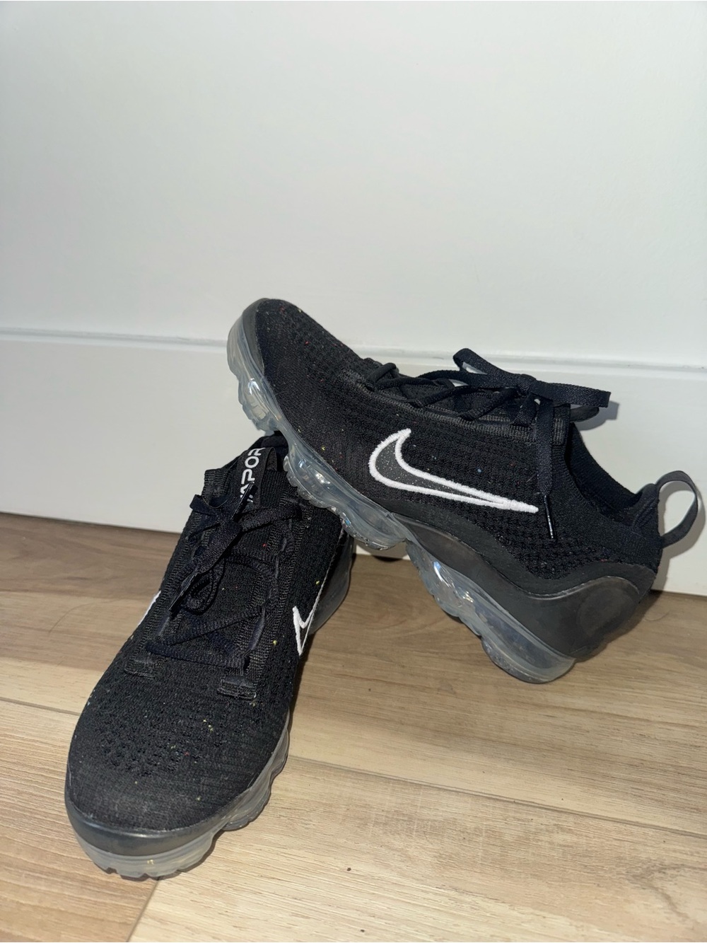 Nike Black Knit Sneakers with White Swoosh